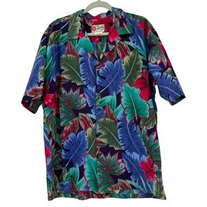 Hilo Hattie Vintage Hawaiian Tropical Floral Men's Shirt Size XL